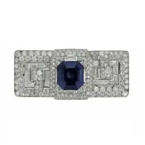 Art deco sapphire and diamond brooch by Cartier