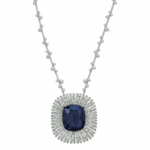 Burma no-heat sapphire set in a necklace