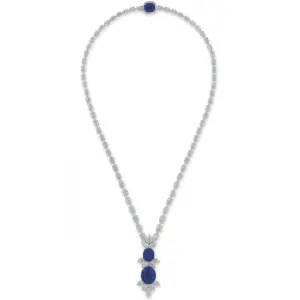 Necklace with three unheated Kashmir sapphires