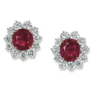Pair of unheated Burmese rubies mounted in earrings