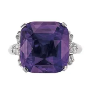 Purple sapphire in a ring