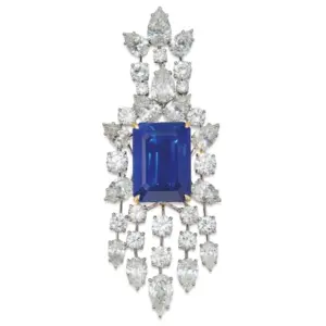 Sapphire and diamond pendant-necklace with an unheated Kashmir sapphire