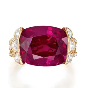 Unheated Burmese ruby mounted in a ring by Carvin