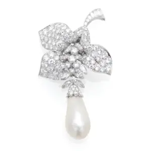 Van Cleef & Arpels natural pearl and diamond brooch