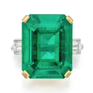 emerald set in a ring Colombian origin