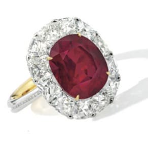 unheated Burmese ruby in a ring auction