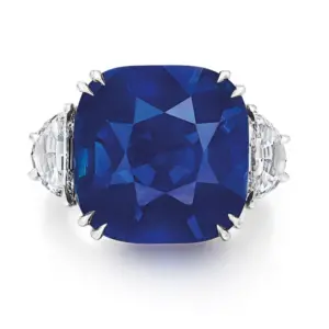 unheated Kashmir sapphire mounted in a Harry Winston ring