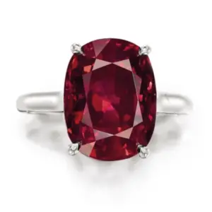 unheated Mozambique ruby set in a Tiffany & Co ring