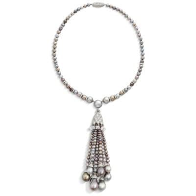 Natural saltwater coloured pearl, seed pearl and diamond necklace, sold at Christie’s Geneva in November 2024 for ca. US$ 280,000. Photo: SSEF.