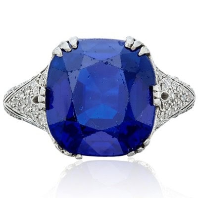 10.31 ct unheated Kashmir sapphire in a ring with diamonds, sold at Sotheby’s New York in June 2024 for US$ 1.98 million. Photo: Sotheby’s.