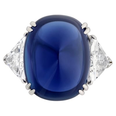 30.37 ct unheated Burmese sapphire in a ring, sold at Christie’s Geneva in May 2024 for ca. US$ 1.3 million. Photo: SSEF.