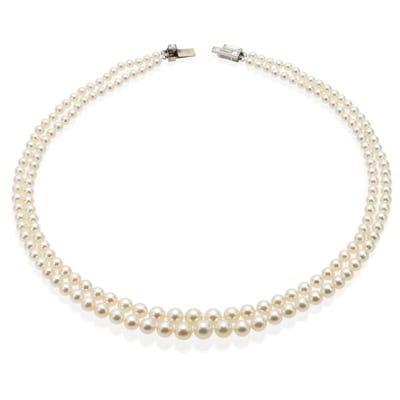 Two-strand saltwater natural pearl necklace (164 pearls, approx. 8.30–4.23 mm), sold at Christie’s Geneva in May 2024 for ca. US$ 200,000. Photo: SSEF.